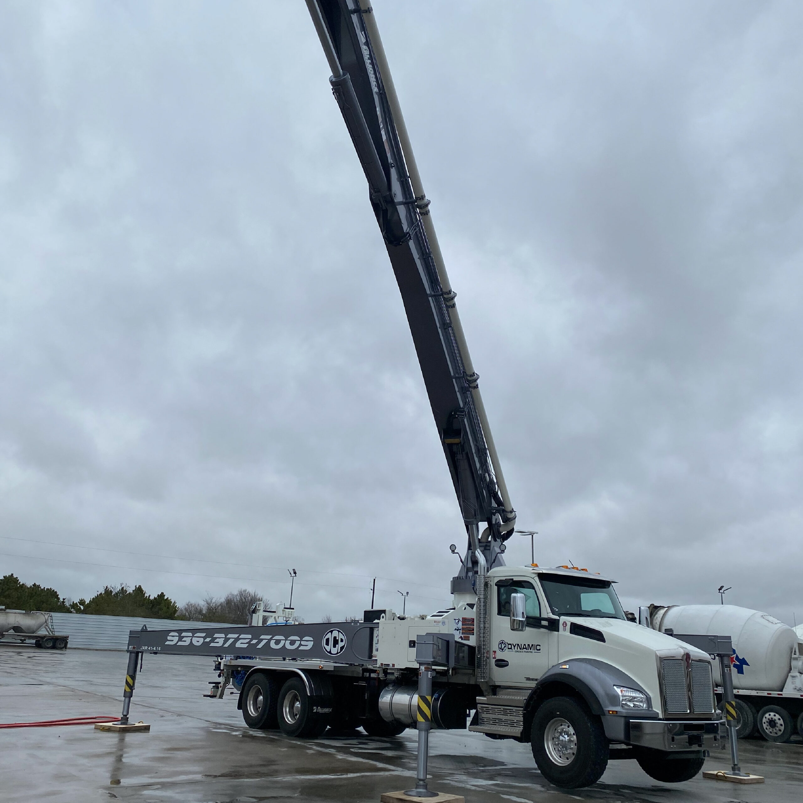 Dynamic Concrete Pumping 47-meter boom pump at the yard