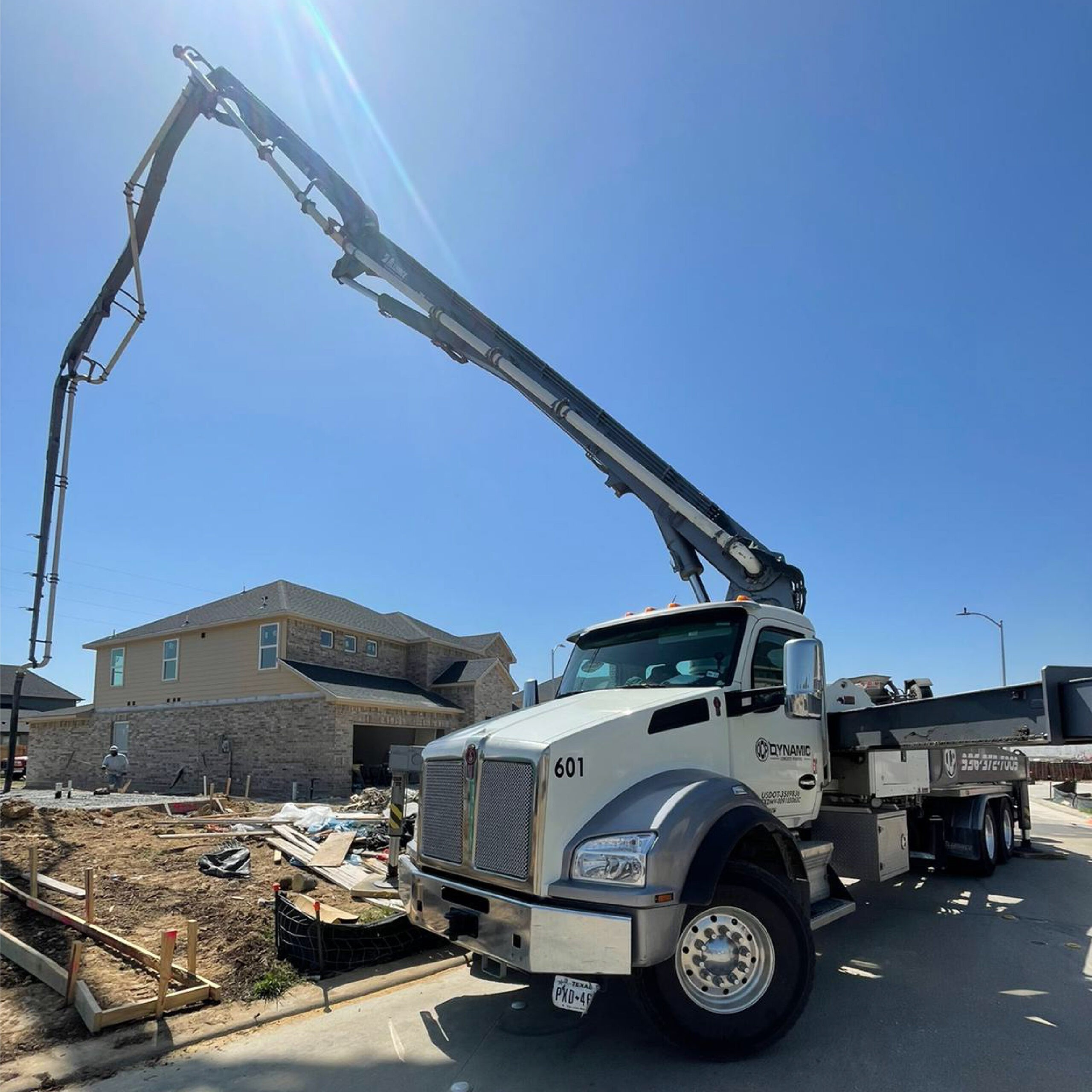 Boom pump placing on a residential foundation